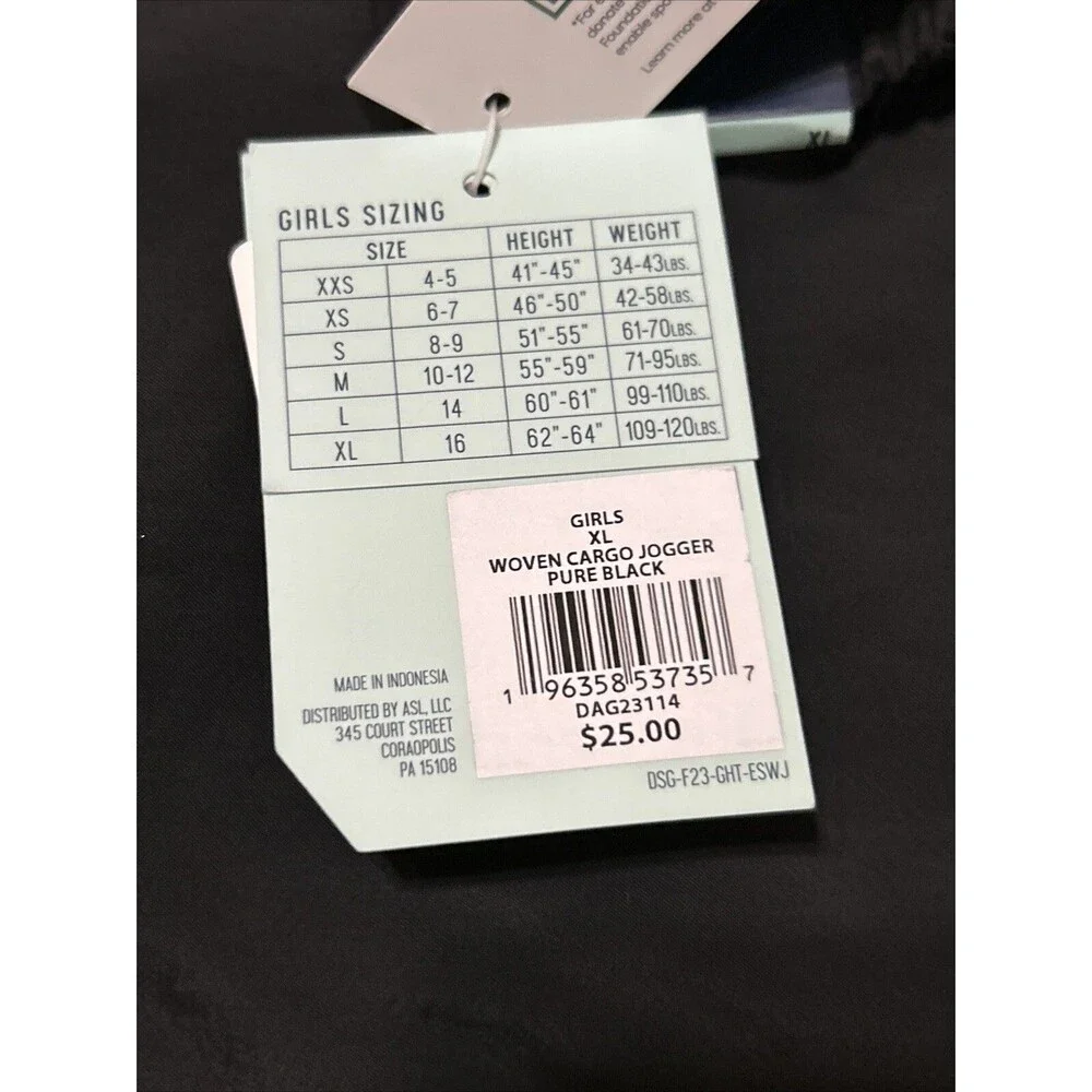 DSG Girls Black Jogger Size XL(16), High-Rise, Relaxed Fit, Full Length, Pockets - Picture 9 of 9